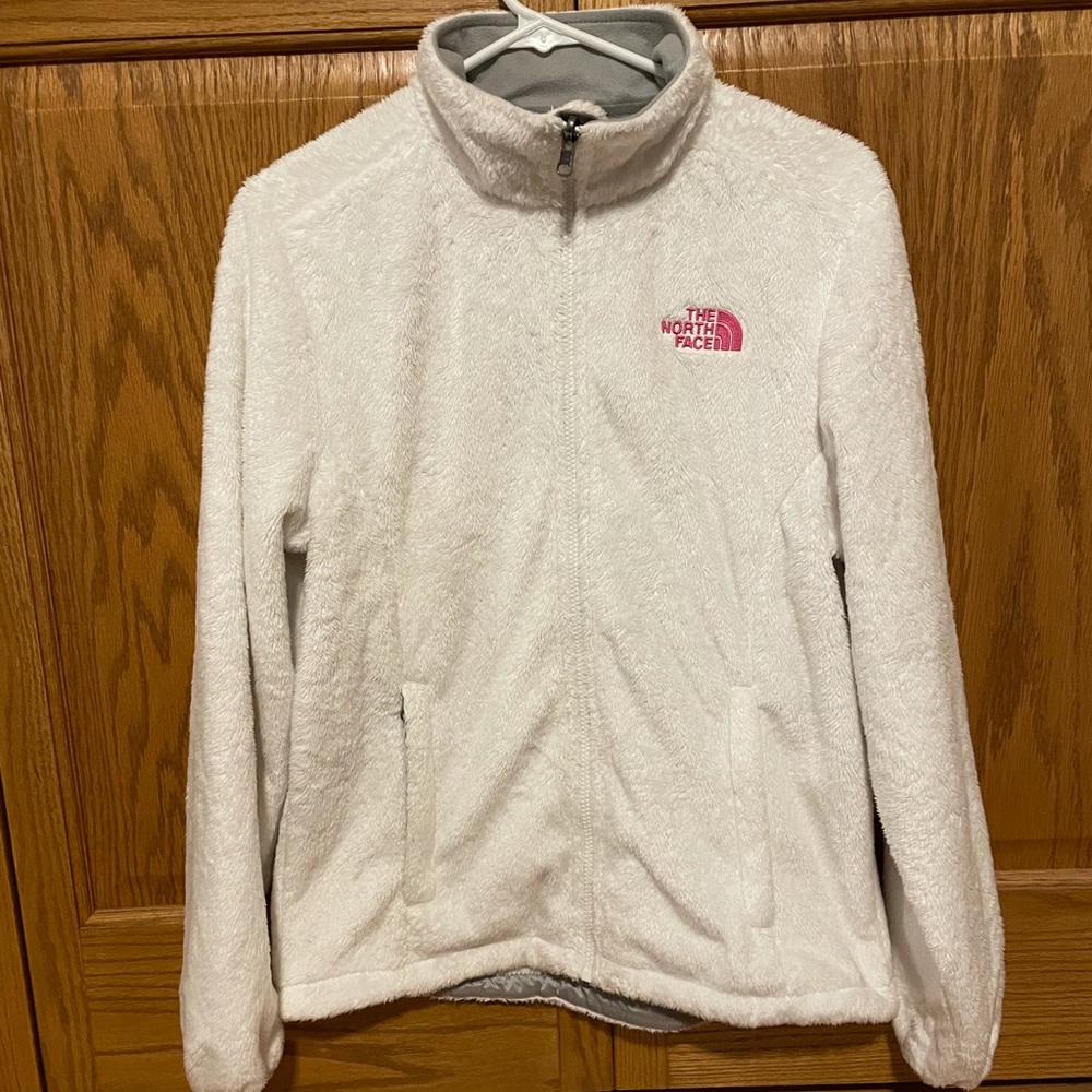 Beautiful White Fuzzy North Face Jacket